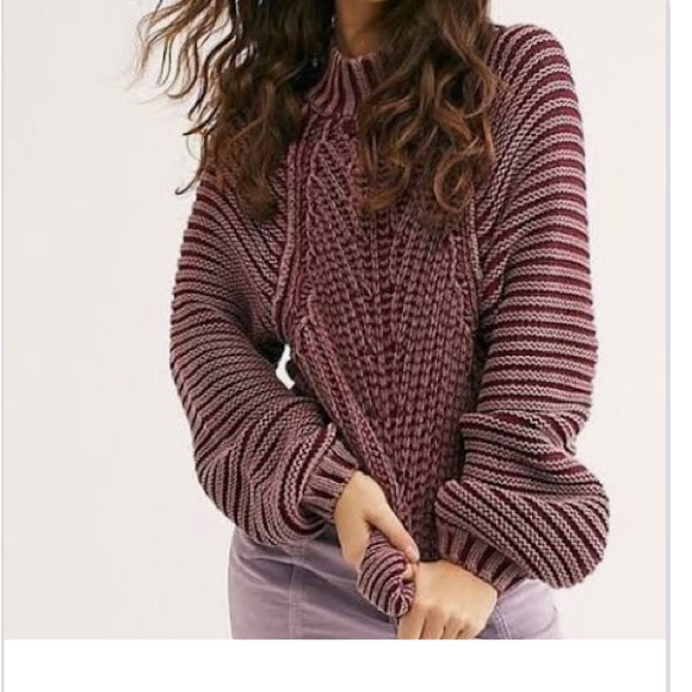 Free People pink blend chunky knit sweater